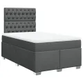 cadre de lit avec matelas Gris foncé 120x200cm Tissu