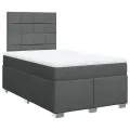 cadre de lit avec matelas Gris foncé 120x200cm Tissu