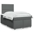 cadre de lit avec matelas Gris foncé 120x200cm Tissu