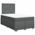 cadre de lit avec matelas Gris foncé 120x200cm Tissu