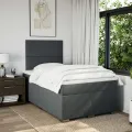 cadre de lit avec matelas Gris foncé 120x200cm Tissu