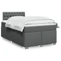 cadre de lit avec matelas Gris foncé 120x200cm Tissu