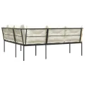 Canapé de jardin avec coussins forme de L noir acier textilène