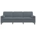 Canapé 3 places avec oreillers gris foncé 210 cm velours