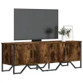 Meuble TV chêne fumé 122x34x41 cm bois d'ingénierie