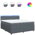cadre de lit et matelas Gris foncé 180x200cm Velours
