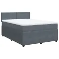 cadre de lit et matelas Gris foncé 160x200cm Velours