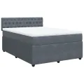 cadre de lit et matelas Gris foncé 160x200cm Velours
