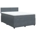 cadre de lit et matelas Gris foncé 160x200cm Velours