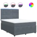 cadre de lit et matelas Gris foncé 140x200cm Velours
