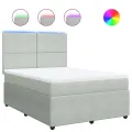 cadre de lit et matelas Gris clair 140x200cm Velours