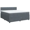cadre de lit et matelas Gris foncé 180x200cm Velours