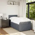 cadre de lit et matelas Gris foncé 90x200 cm Velours