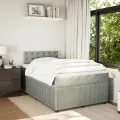 cadre de lit et matelas gris clair 120x190cm velours
