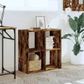 Bibliothèque chêne fumé 68,5x32x68,5 cm bois d'ingénierie