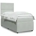 cadre de lit et matelas Gris clair 100x200cm Velours