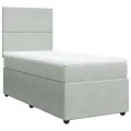 cadre de lit et matelas Gris clair 100x200cm Velours