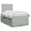 cadre de lit et matelas gris clair 120x190cm velours
