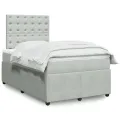 cadre de lit et matelas Gris clair 120x200cm Velours