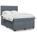 cadre de lit et matelas Gris foncé 140x190cm Velours
