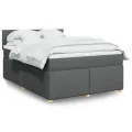 cadre de lit avec matelas Gris foncé 140x200cm Tissu