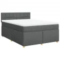 cadre de lit avec matelas Gris foncé 140x200cm Tissu