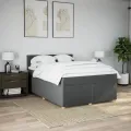 cadre de lit avec matelas Gris foncé 140x200cm Tissu