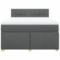 cadre de lit avec matelas Gris foncé 140x200cm Tissu