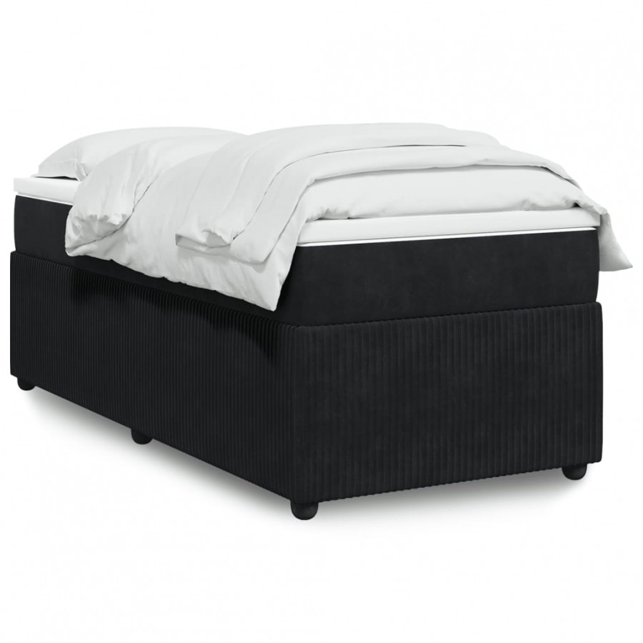 cadre de lit avec matelas Noir 90x200 cm Velours