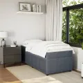 cadre de lit et matelas Gris foncé 90x190 cm Velours