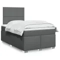 cadre de lit avec matelas gris foncé 120x190cm tissu