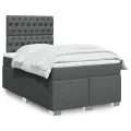 cadre de lit avec matelas gris foncé 120x190cm tissu