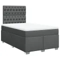 cadre de lit avec matelas gris foncé 120x190cm tissu