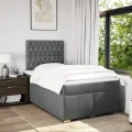 cadre de lit avec matelas gris foncé 120x190cm tissu