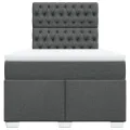 cadre de lit avec matelas gris foncé 120x190cm tissu