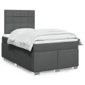 cadre de lit avec matelas gris foncé 120x190cm tissu
