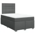 cadre de lit avec matelas gris foncé 120x190cm tissu