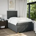 cadre de lit avec matelas gris foncé 120x190cm tissu