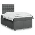 cadre de lit avec matelas gris foncé 120x190cm tissu