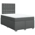 cadre de lit avec matelas gris foncé 120x190cm tissu