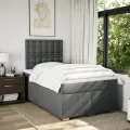 cadre de lit avec matelas gris foncé 120x190cm tissu