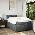 cadre de lit avec matelas gris foncé 120x190cm tissu