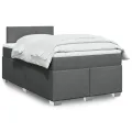 cadre de lit avec matelas gris foncé 120x190cm tissu