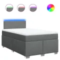 cadre de lit avec matelas gris foncé 120x190cm tissu