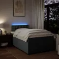 cadre de lit avec matelas gris foncé 120x190cm tissu