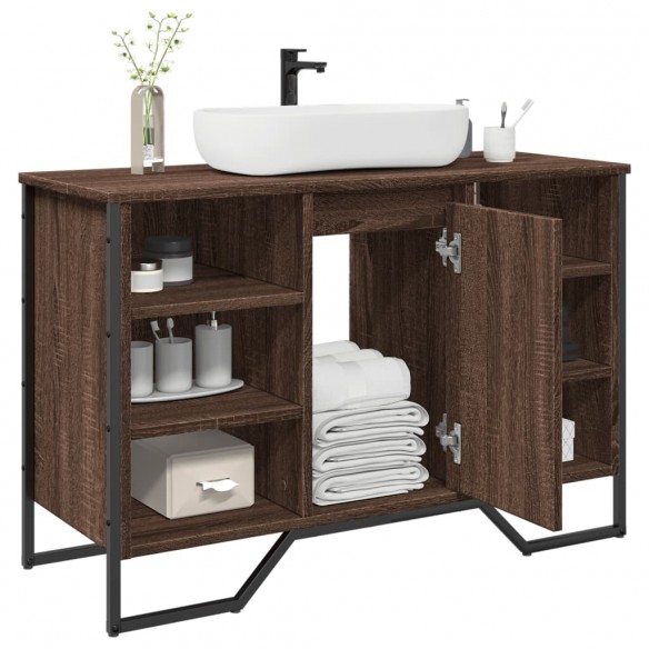 Armoire lavabo de salle de bain chêne marron 91x35x60 cm