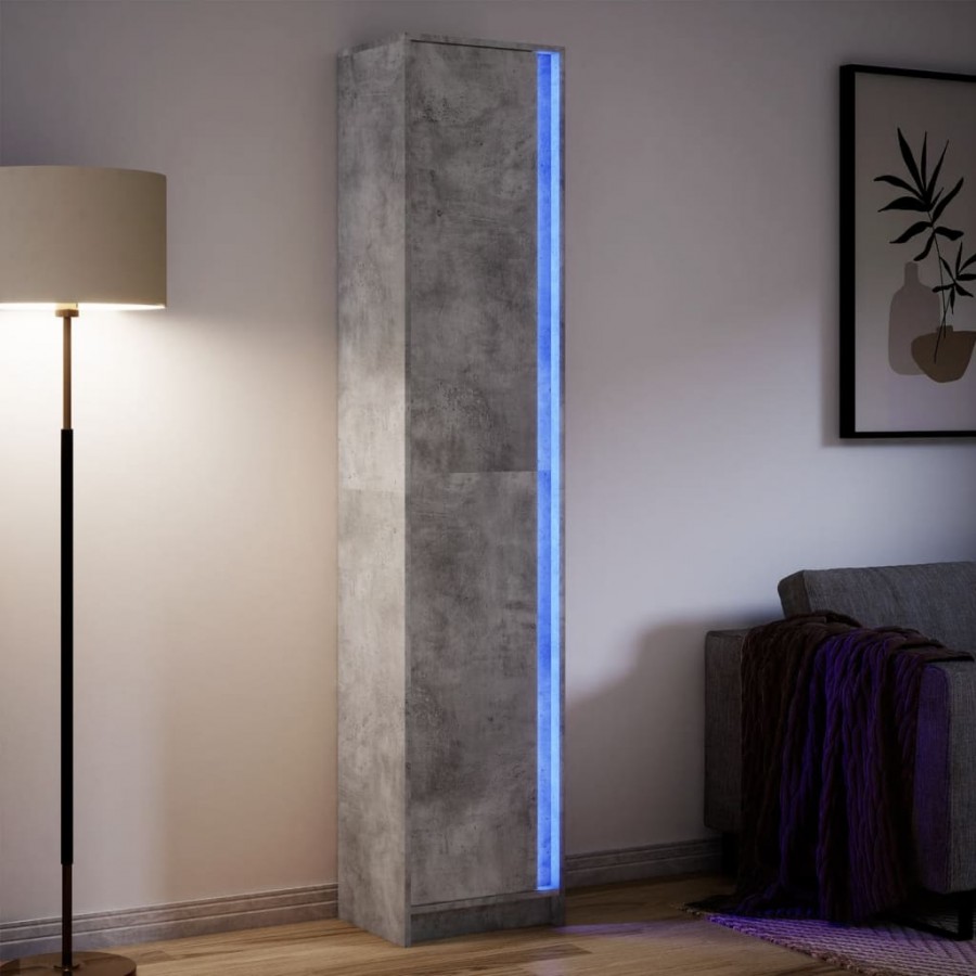 Buffet haut LED gris béton 41,5x32,5x200 cm bois d’ingénierie