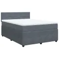 cadre de lit et matelas Gris foncé 140x190cm Velours