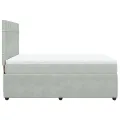 cadre de lit et matelas Gris clair 140x190cm Velours