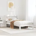 Cadre de lit avec tête de lit sans matelas blanc 75x190 cm